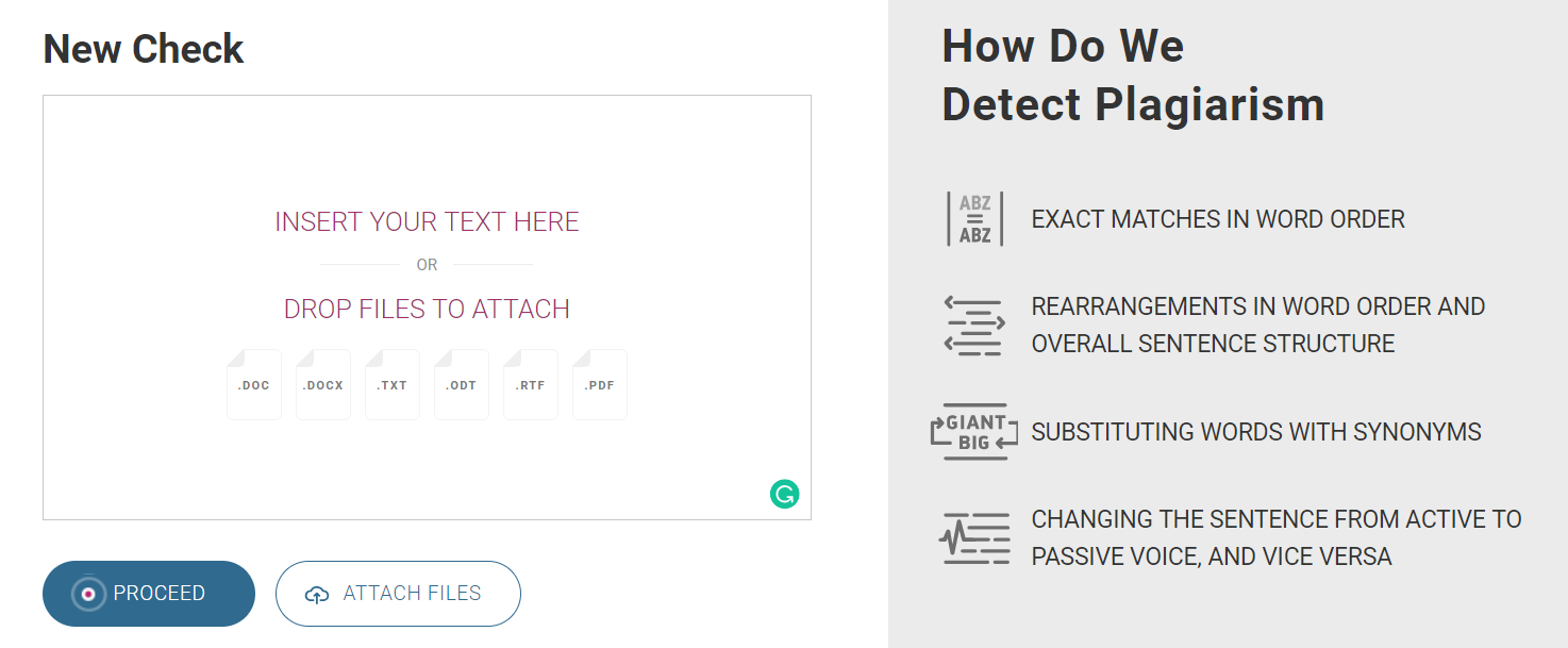 Example screenshot of Plagiarism Check's user-friendly interface that's also highly accurate.