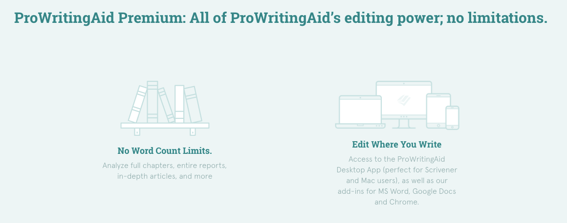 ProWritingAid Premium Device Options breakdown