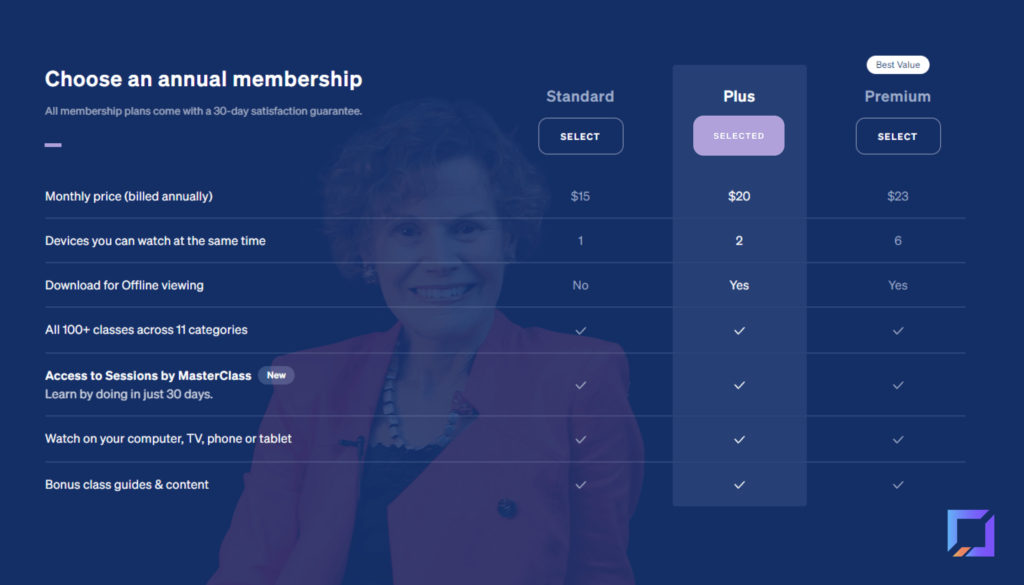 Pricing for Judy Blume MasterClass subscriptions