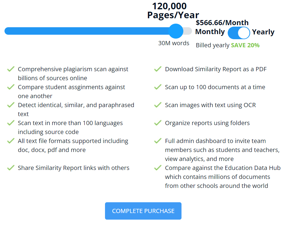 image of CopyLeaks' pricing