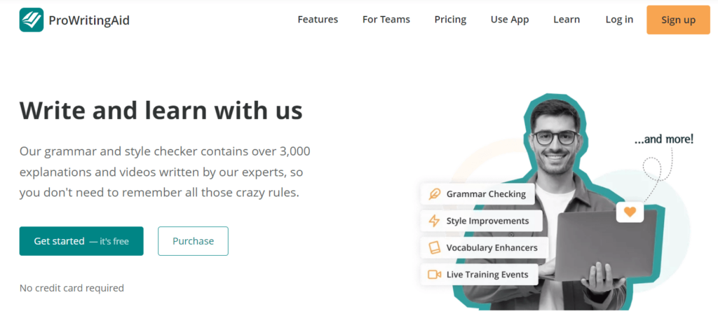 image of ProWritingAid's homepage