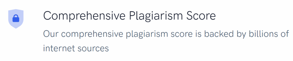 information about QueText's plagiarism feature and its sources