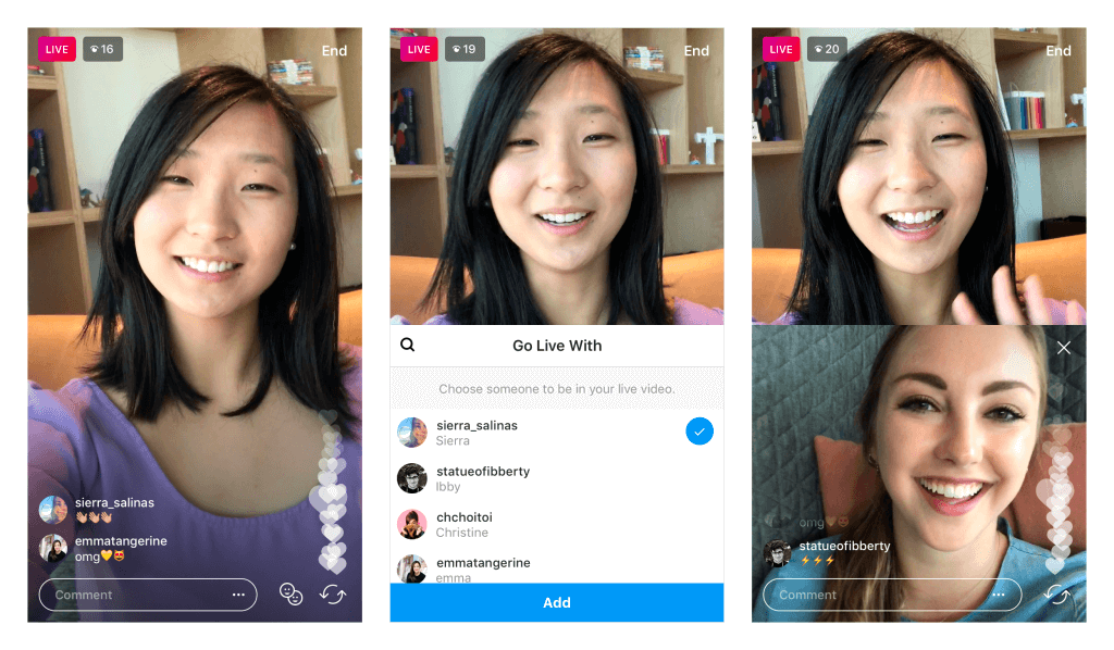screenshot of Instagram live video