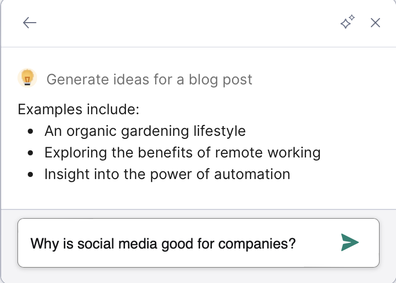 Grammarly AI generate text ideas by topic