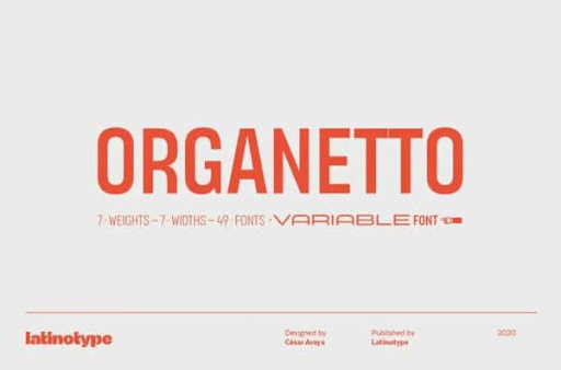 graphic showing Organetto (sans-serif) font