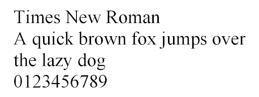 graphic showing Times New Roman (serif) font