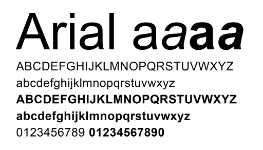 example of Arial (sans-serif) font