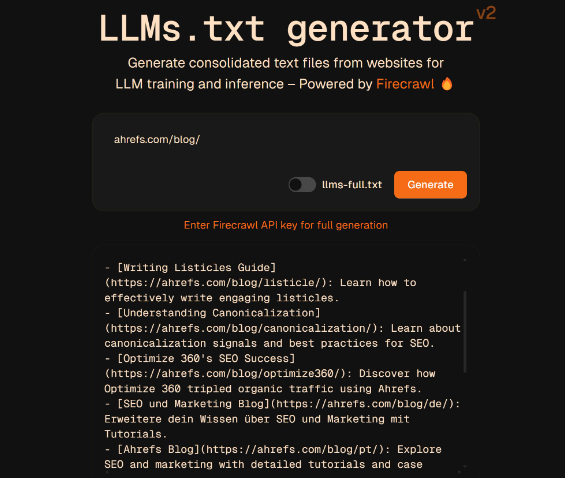 LLMS. txt generator
