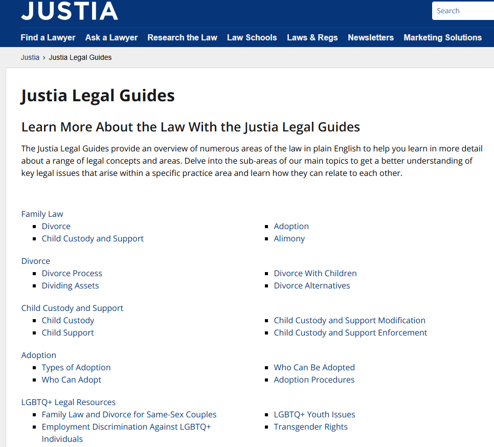 Justia’s legal guides page
